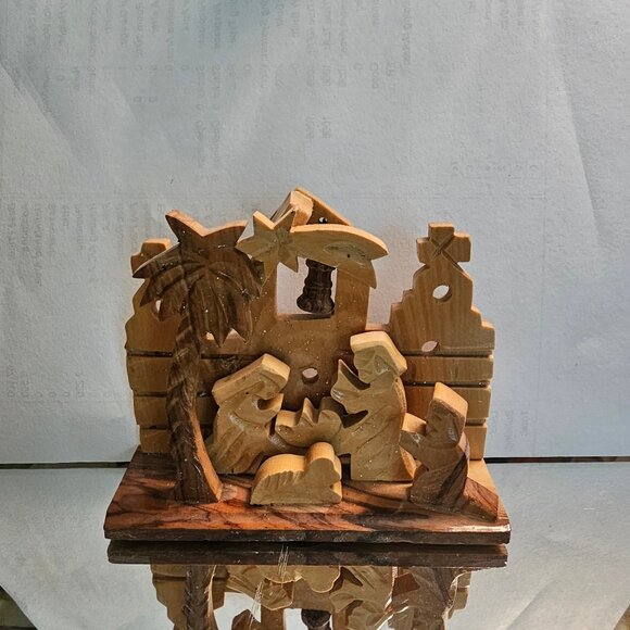 Wooden Nativity Scene Bethlehem Laser Cut Ornament, Made in Israel - Picture 5 of 5